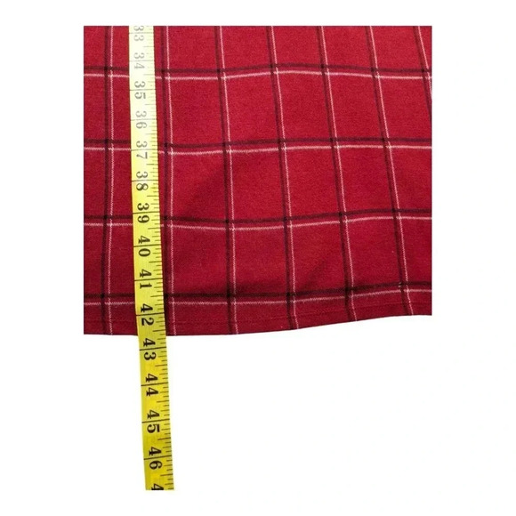 J. Jill Womens Ponte Knit Red Plaid Windowpane Shirt Sleeve Shift Dress Sz Large - Picture 15 of 16